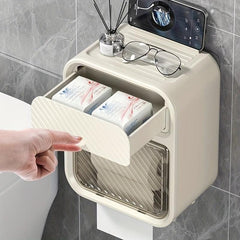 Double Layer Toilet Roll Paper Holder Wall Mounted Tissue Dispenser