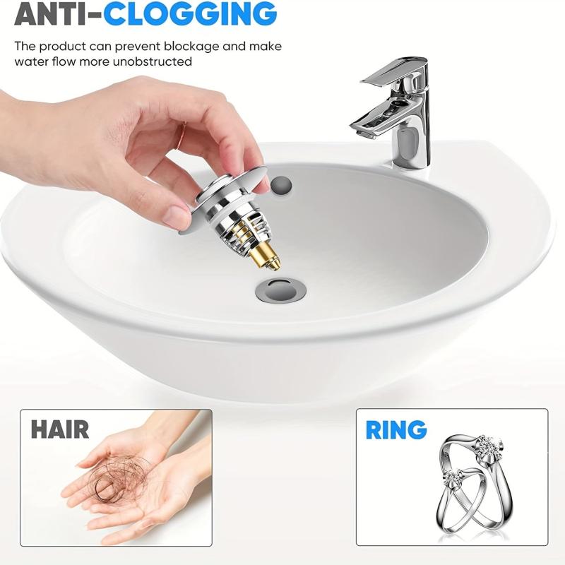 Stainless Steel Sink Drain Stopper with Hair Catcher