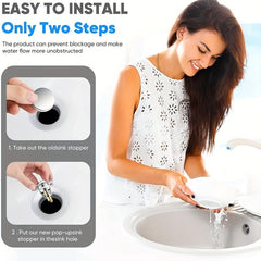 Stainless Steel Sink Drain Stopper with Hair Catcher