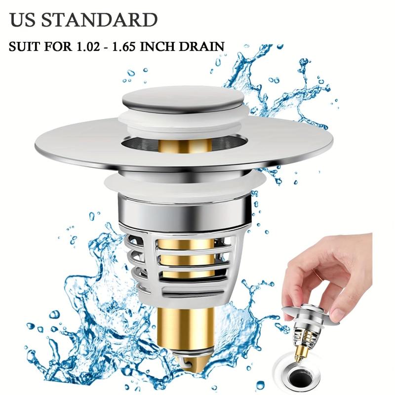 Stainless Steel Sink Drain Stopper with Hair Catcher