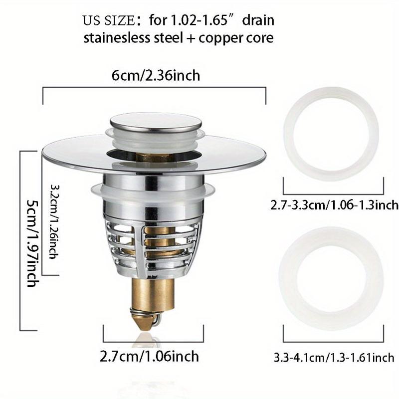 Stainless Steel Sink Drain Stopper with Hair Catcher