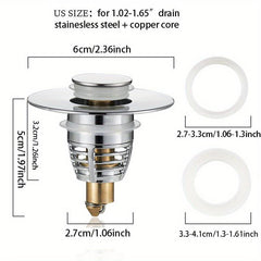Stainless Steel Sink Drain Stopper with Hair Catcher