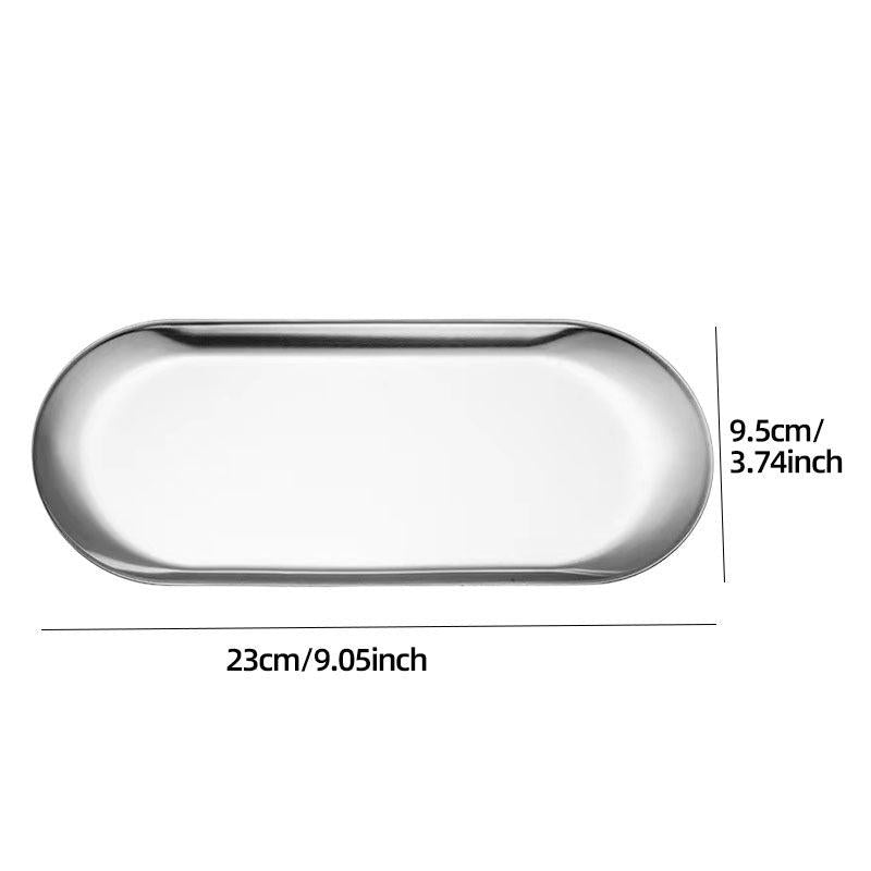 Stainless Steel Oval Vanity Tray for Cosmetics Jewelry Storage
