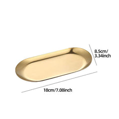 Stainless Steel Oval Vanity Tray for Cosmetics Jewelry Storage