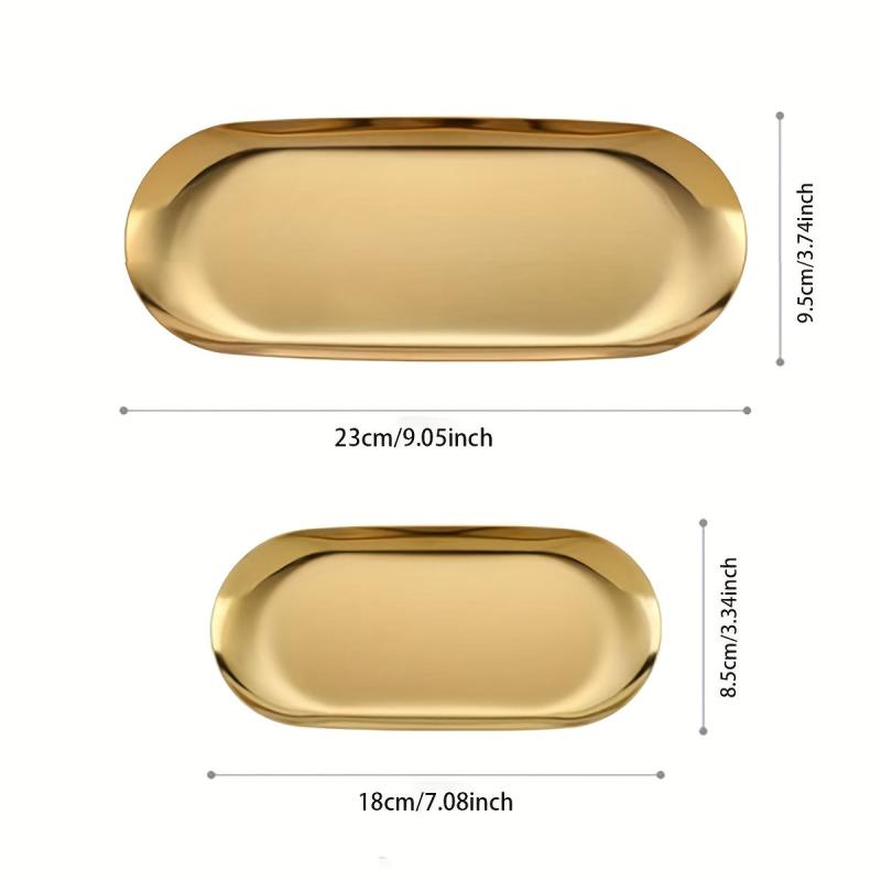 Stainless Steel Oval Vanity Tray for Cosmetics Jewelry Storage