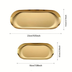 Stainless Steel Oval Vanity Tray for Cosmetics Jewelry Storage