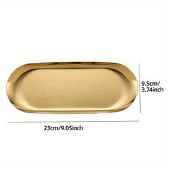 Stainless Steel Oval Vanity Tray for Cosmetics Jewelry Storage
