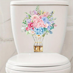 Watercolor Butterfly Flower Toilet Sticker Bathroom Lid Decals
