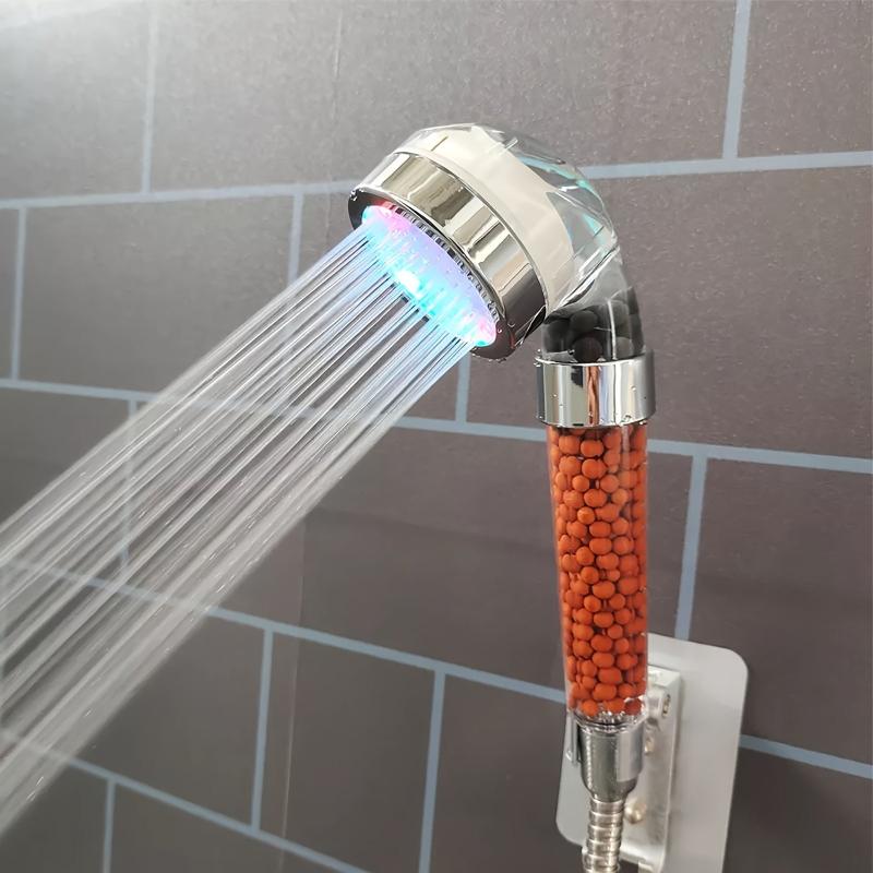 LED Shower Head High Pressure Filter Hydro Powered Lights Water Purification