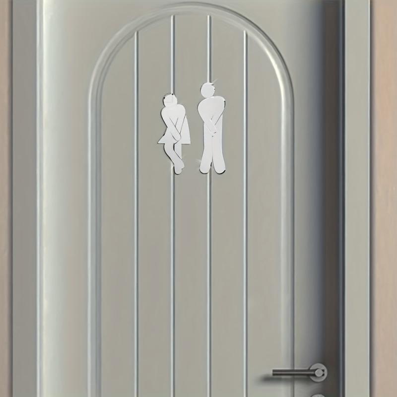 Man and Woman Toilet Sign Mirror Wall Sticker