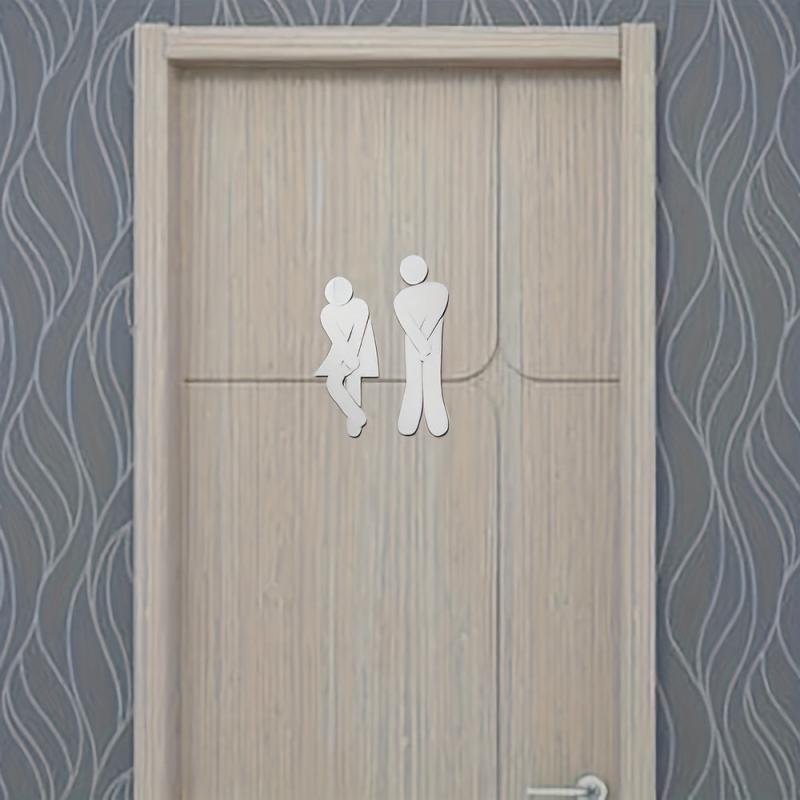 Man and Woman Toilet Sign Mirror Wall Sticker