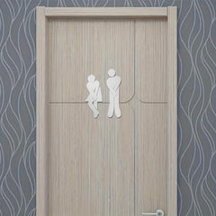 Man and Woman Toilet Sign Mirror Wall Sticker