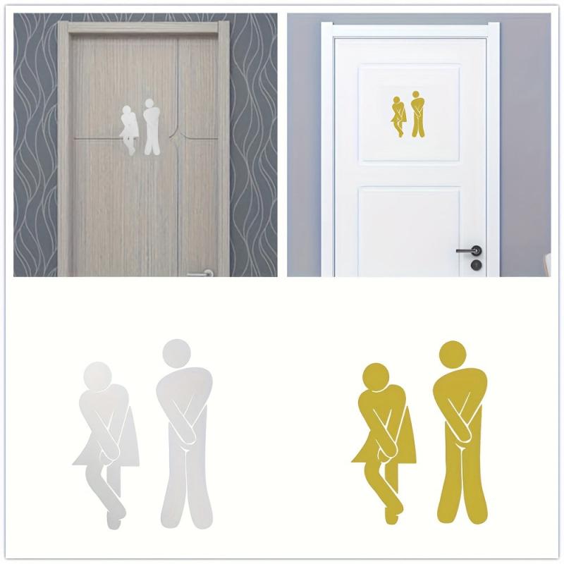 Man and Woman Toilet Sign Mirror Wall Sticker