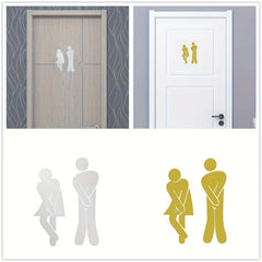 Man and Woman Toilet Sign Mirror Wall Sticker