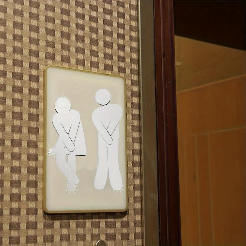 Man and Woman Toilet Sign Mirror Wall Sticker
