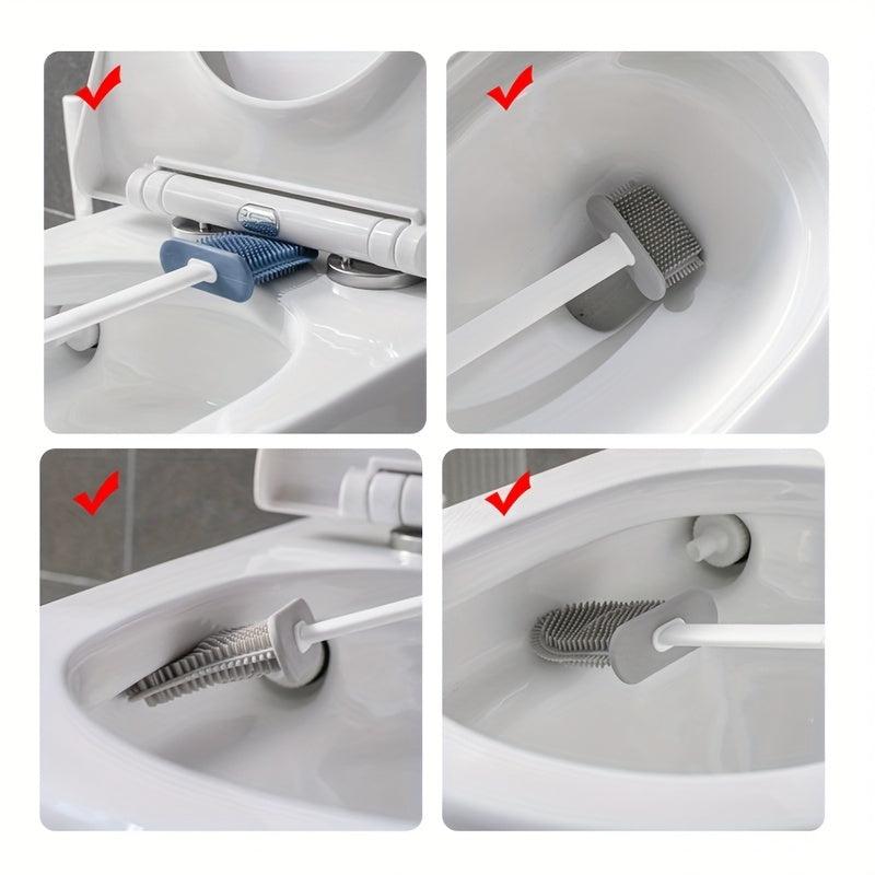 Silicone Toilet Brush With Holder Box Wall Mounted Bathroom Cleaning Set