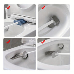 Silicone Toilet Brush With Holder Box Wall Mounted Bathroom Cleaning Set