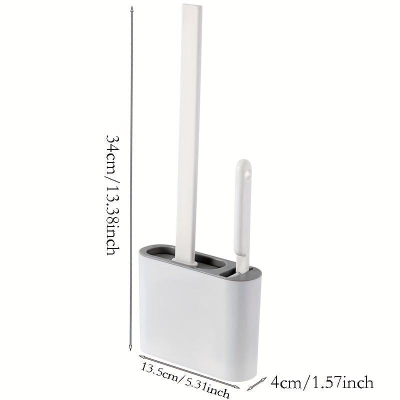 Silicone Toilet Brush With Holder Box Wall Mounted Bathroom Cleaning Set