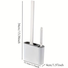 Silicone Toilet Brush With Holder Box Wall Mounted Bathroom Cleaning Set