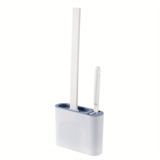Silicone Toilet Brush With Holder Box Wall Mounted Bathroom Cleaning Set
