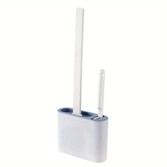 Silicone Toilet Brush With Holder Box Wall Mounted Bathroom Cleaning Set