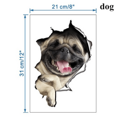 3D Cats Dog Pattern Toilet Lid Decal Self Adhesive Toilet Wall Sticker