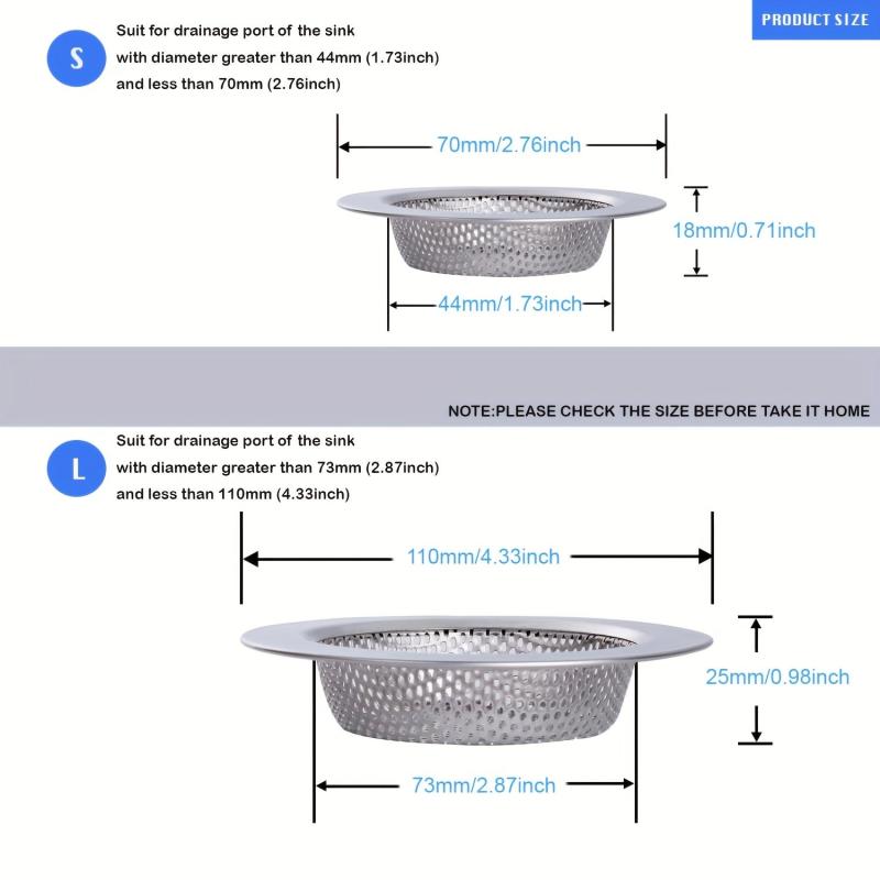Stainless Steel Sink Strainer Drain Stopper Bathroom Hair Catcher