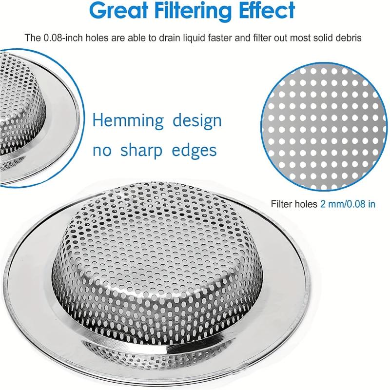 Stainless Steel Sink Strainer Drain Stopper Bathroom Hair Catcher
