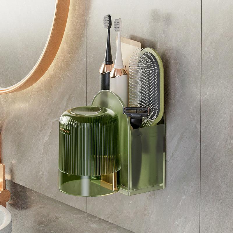 Plastic Toothbrush Holder Shelf with Cup Bathroom Storage