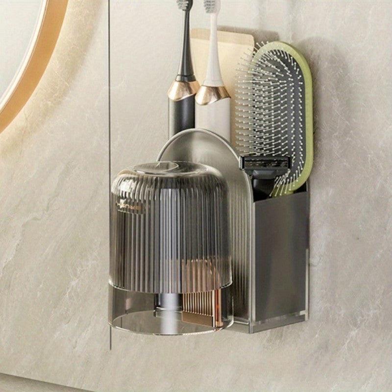 Plastic Toothbrush Holder Shelf with Cup Bathroom Storage