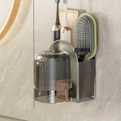 Plastic Toothbrush Holder Shelf with Cup Bathroom Storage