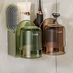 Plastic Toothbrush Holder Shelf with Cup Bathroom Storage
