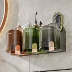 Plastic Toothbrush Holder Shelf with Cup Bathroom Storage