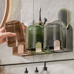 Plastic Toothbrush Holder Shelf with Cup Bathroom Storage
