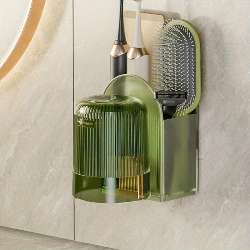 Plastic Toothbrush Holder Shelf with Cup Bathroom Storage