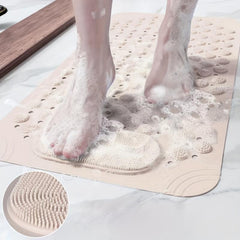 Anti-Slip Shower Stall Mat with Drain Holes and Suction Cups
