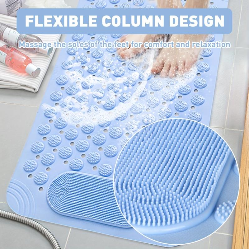 Anti-Slip Shower Stall Mat with Drain Holes and Suction Cups