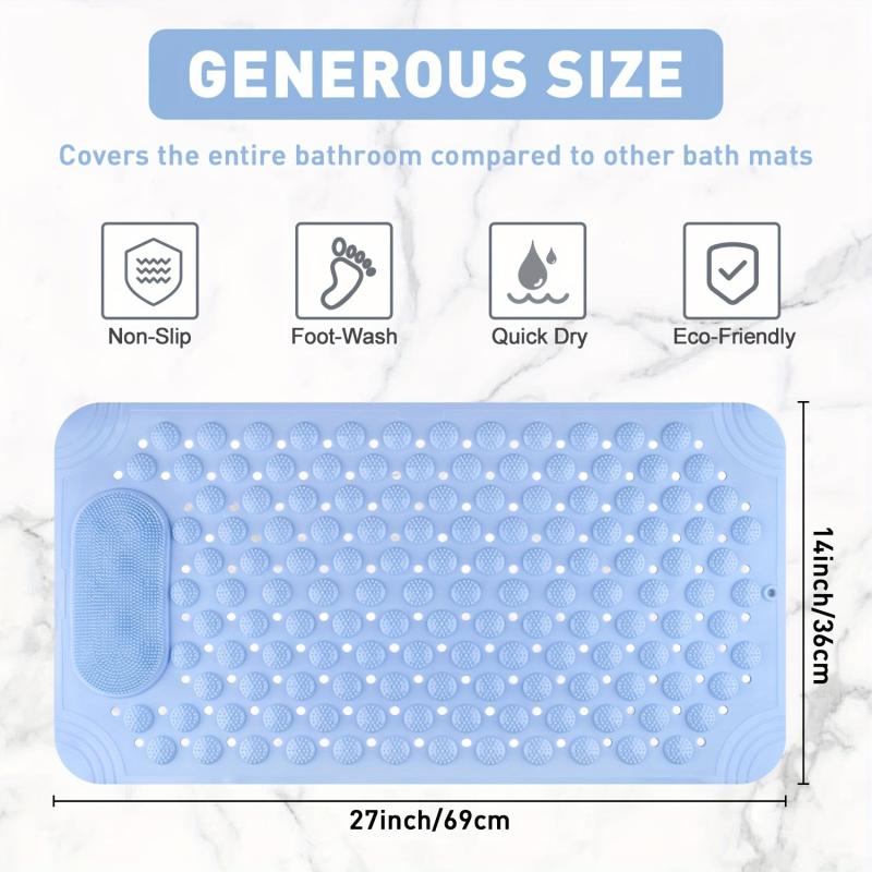 Anti-Slip Shower Stall Mat with Drain Holes and Suction Cups