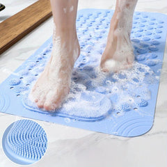Anti-Slip Shower Stall Mat with Drain Holes and Suction Cups