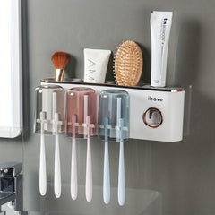 Wall-Mounted Toothbrush Holder with Toothpaste Dispenser