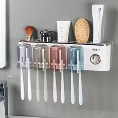 Wall-Mounted Toothbrush Holder with Toothpaste Dispenser