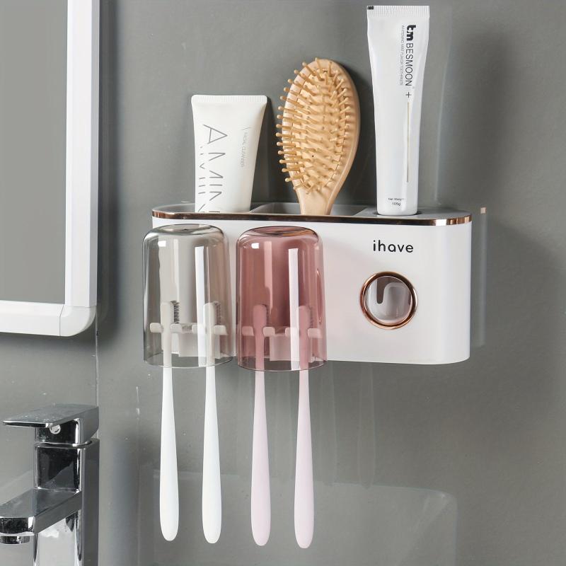 Wall-Mounted Toothbrush Holder with Toothpaste Dispenser