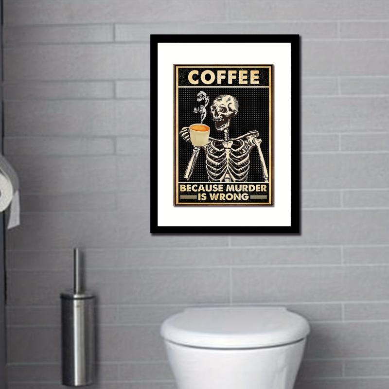 Skeleton Coffee Pattern Painting Waterproof Living Room Sofa Porch Background