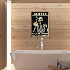 Skeleton Coffee Pattern Painting Waterproof Living Room Sofa Porch Background