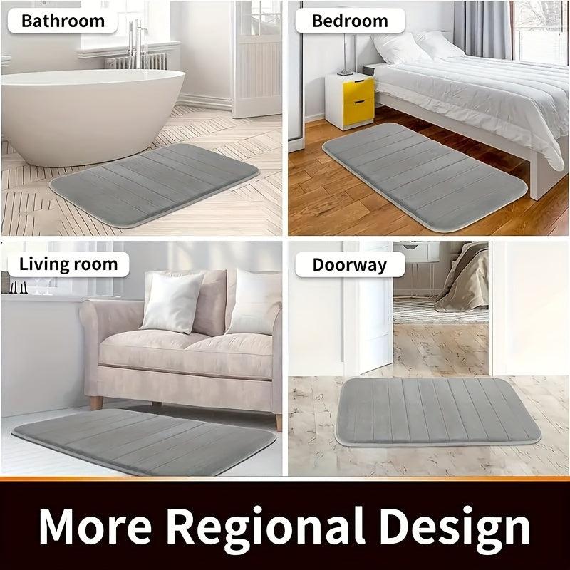2pcs Memory Foam Bathroom Mats Set Non Slip Soft and Absorbent U Shape Mat