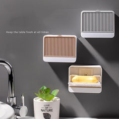 Wall Mounted Soap Box With Lid Drain Soap Rack Waterproof Soap Case