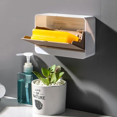 Wall Mounted Soap Box With Lid Drain Soap Rack Waterproof Soap Case