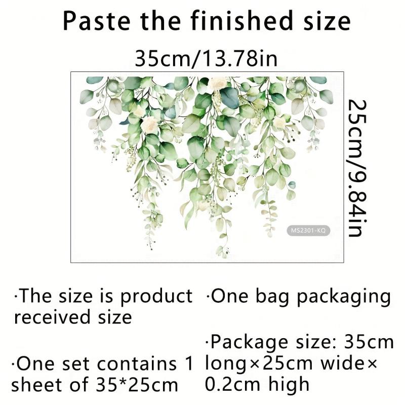 Plant Flower Pattern Toilet Lid Decal Self Adhesive Wall Sticker