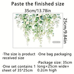 Plant Flower Pattern Toilet Lid Decal Self Adhesive Wall Sticker