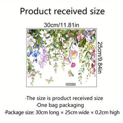 Plant Flower Pattern Toilet Lid Decal Self Adhesive Wall Sticker